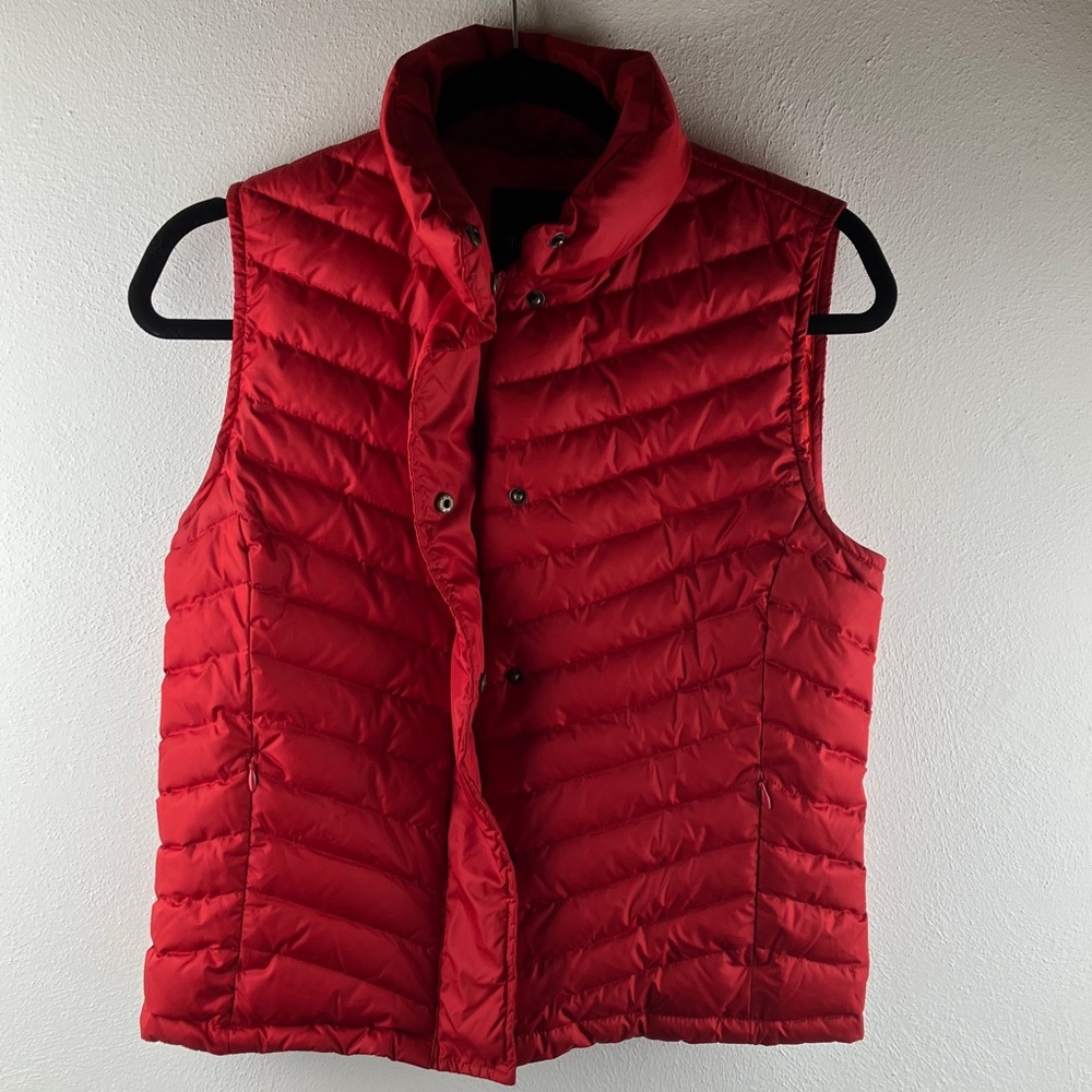 Talbots Petites Red Chevron Down Puffer Vest MP